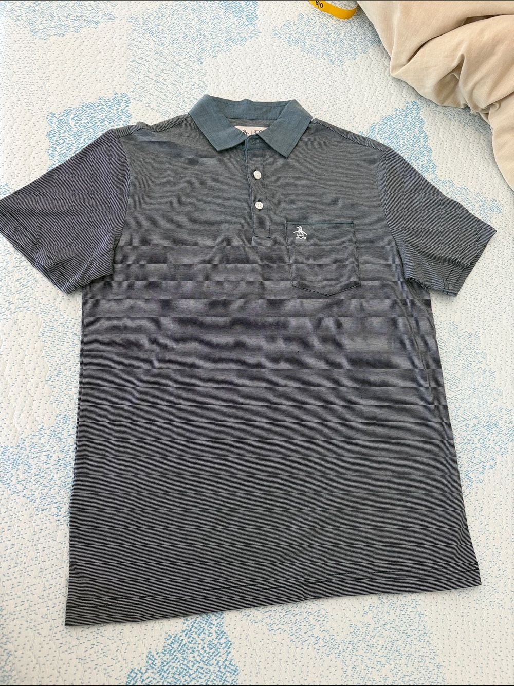 Original Penguin Men's Grey/Denim Polo Shirt with Pocket